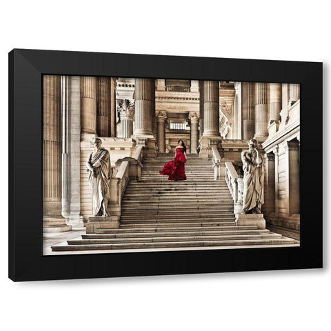 Dame a lescalier Black Modern Wood Framed Art Print by Haute Photo Collection