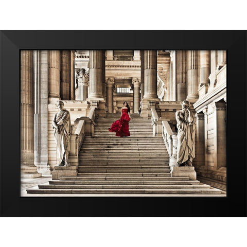 Dame a lescalier Black Modern Wood Framed Art Print by Haute Photo Collection