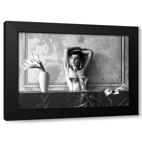 Cocktail for Two (BW) Black Modern Wood Framed Art Print by Lauren, Julian