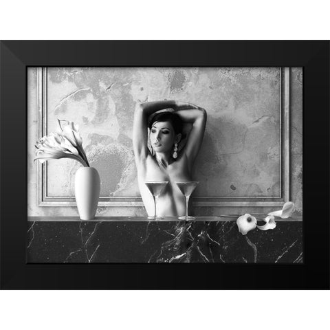 Cocktail for Two (BW) Black Modern Wood Framed Art Print by Lauren, Julian
