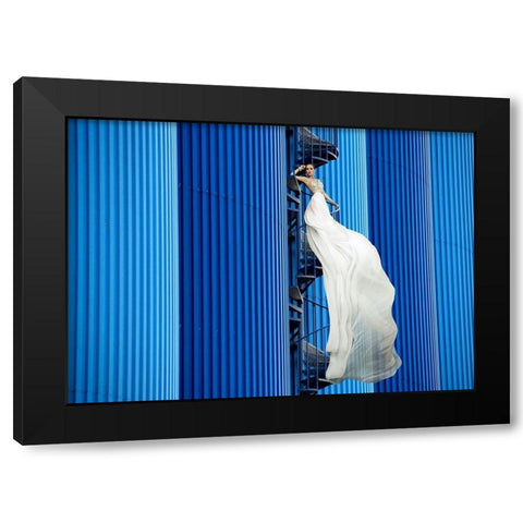 Unconventional Womenscape #5-Indigo Black Modern Wood Framed Art Print with Double Matting by Lauren, Julian