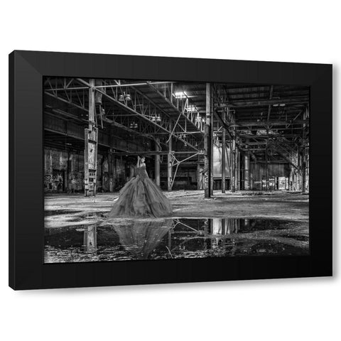Unconventional Womenscape #8-The Factory (BW) Black Modern Wood Framed Art Print with Double Matting by Lauren, Julian