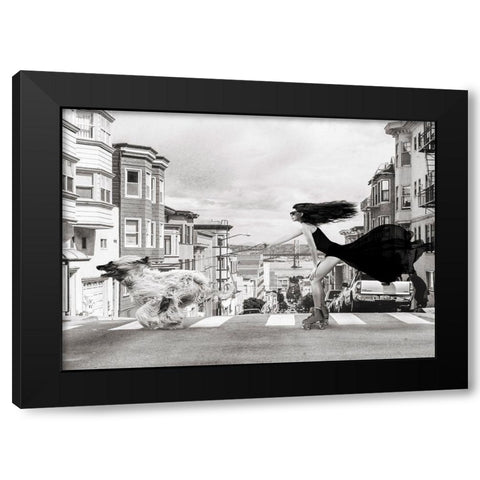 Skating in San Francisco Black Modern Wood Framed Art Print with Double Matting by Lauren, Julian