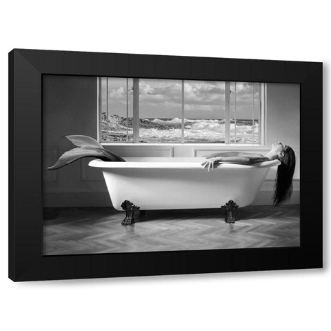 Mermaid Resting Black Modern Wood Framed Art Print with Double Matting by Lauren, Julian