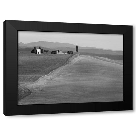 Val dOrcia-Siena-Tuscany (BW) Black Modern Wood Framed Art Print with Double Matting by Pangea Images