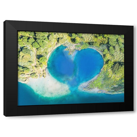 Heart Shaped Atoll-Fiji Black Modern Wood Framed Art Print with Double Matting by Pangea Images