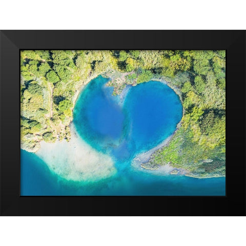 Heart Shaped Atoll-Fiji Black Modern Wood Framed Art Print by Pangea Images