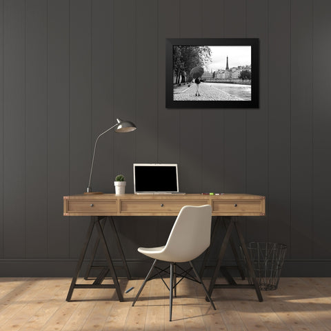 Quai de la Seine (BW) Black Modern Wood Framed Art Print by Lauren, Julian