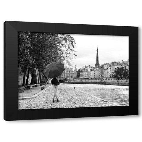Quai de la Seine (BW) Black Modern Wood Framed Art Print with Double Matting by Lauren, Julian