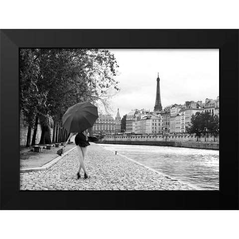 Quai de la Seine (BW) Black Modern Wood Framed Art Print by Lauren, Julian