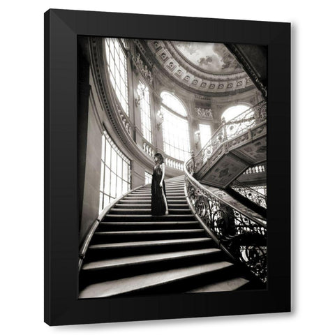 Femme sur lescalier Black Modern Wood Framed Art Print by Haute Photo Collection