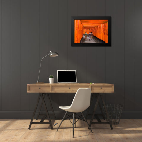 Fushimi Inari Shrine-Kyoto Black Modern Wood Framed Art Print by Pangea Images