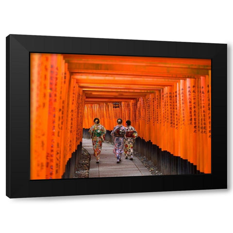 Fushimi Inari Shrine-Kyoto Black Modern Wood Framed Art Print by Pangea Images