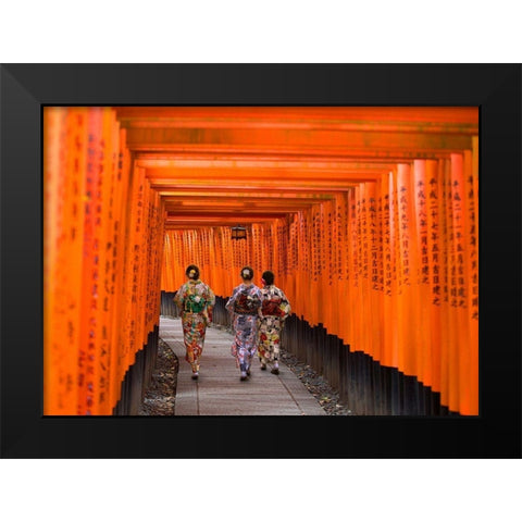 Fushimi Inari Shrine-Kyoto Black Modern Wood Framed Art Print by Pangea Images