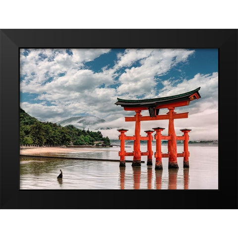 Itsukushima Shrine-Hiroshima-Japan  Black Modern Wood Framed Art Print by Pangea Images