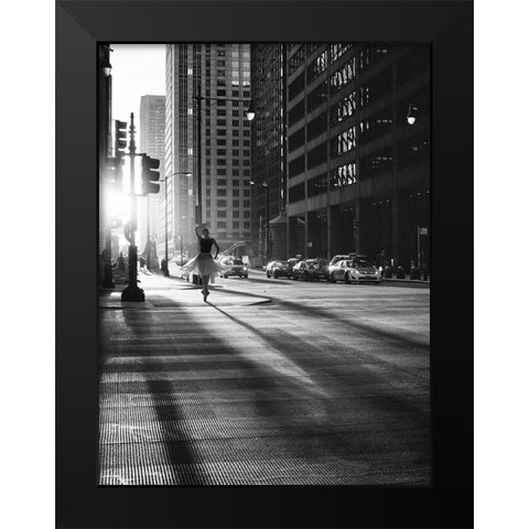 Manhattan Dance Black Modern Wood Framed Art Print by Lauren, Julian