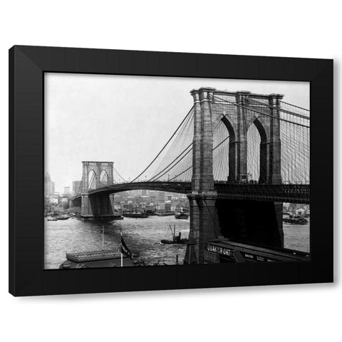 Brooklyn Bridge New York 1900 Black Modern Wood Framed Art Print with Double Matting by Loeffler, A.
