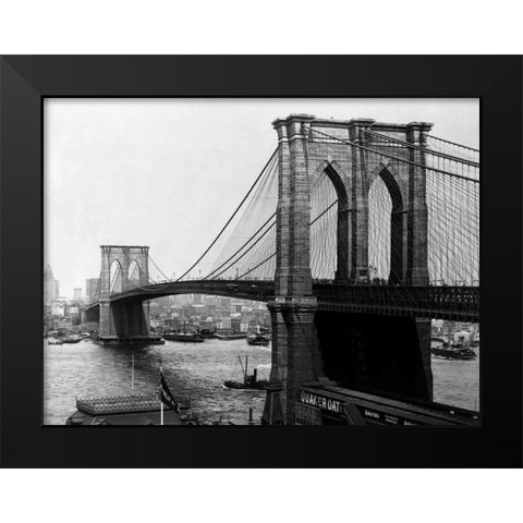 Brooklyn Bridge New York 1900 Black Modern Wood Framed Art Print by Loeffler, A.