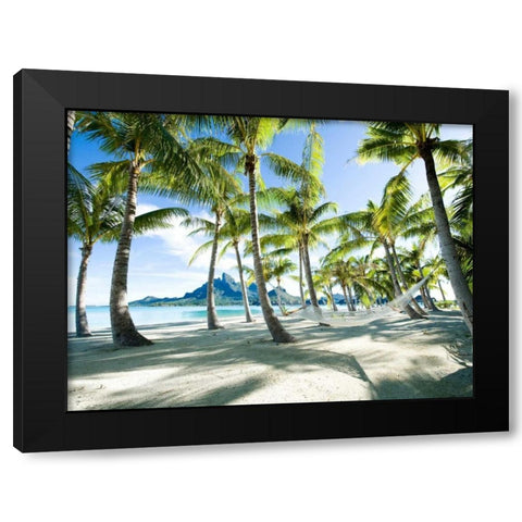 Hammock at Bora Bora Tahiti Black Modern Wood Framed Art Print by Anonymous