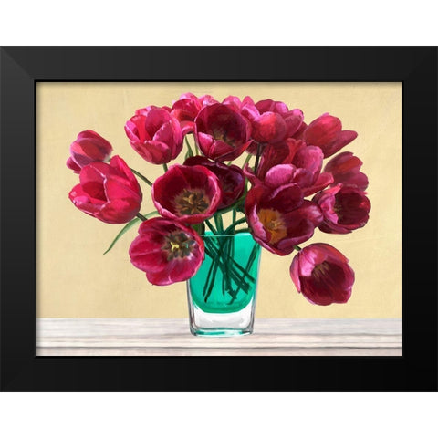 Red Tulips in a Glass Vase Black Modern Wood Framed Art Print by Antinori, Andrea