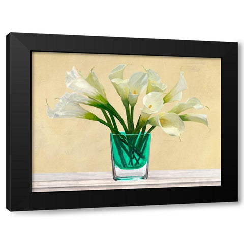 White Callas in a Glass Vase Black Modern Wood Framed Art Print by Antinori, Andrea