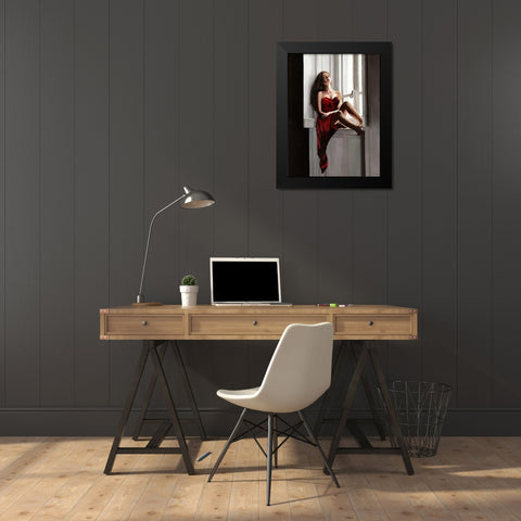 At the window Black Modern Wood Framed Art Print by Benson, Pierre