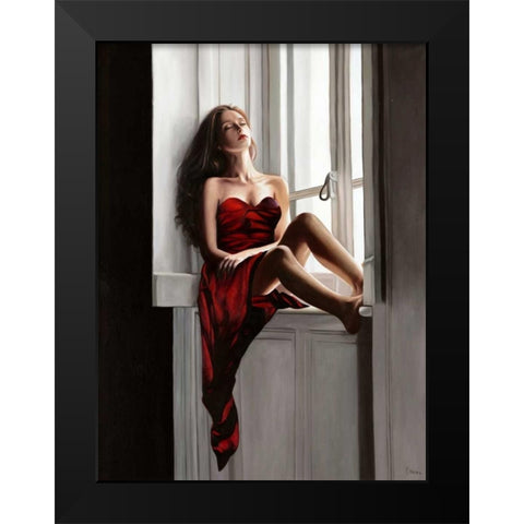 At the window Black Modern Wood Framed Art Print by Benson, Pierre