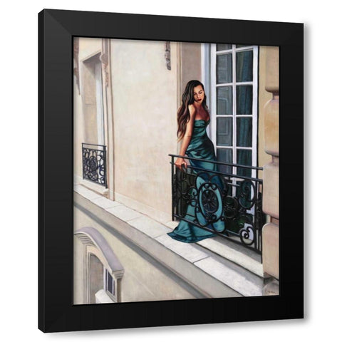 Window in Paris Black Modern Wood Framed Art Print by Benson, Pierre