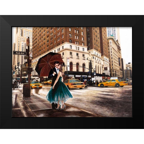Kiss in Park Avenue Black Modern Wood Framed Art Print by Benson, Pierre
