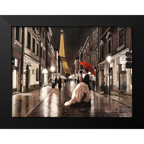 Kissing in Paris Black Modern Wood Framed Art Print by Benson, Pierre