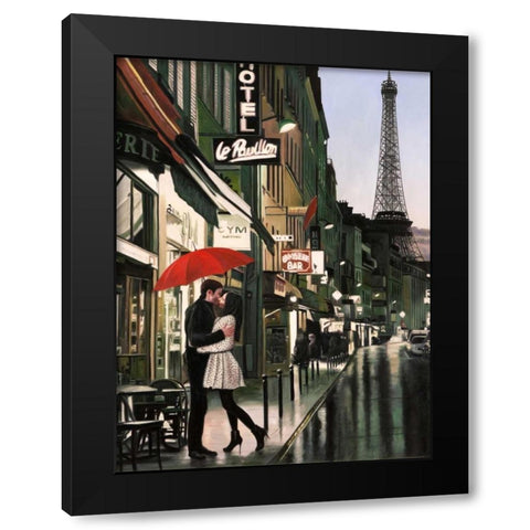 Romance in Paris Black Modern Wood Framed Art Print with Double Matting by Benson, Pierre