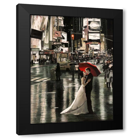 Romance in New York Black Modern Wood Framed Art Print with Double Matting by Benson, Pierre