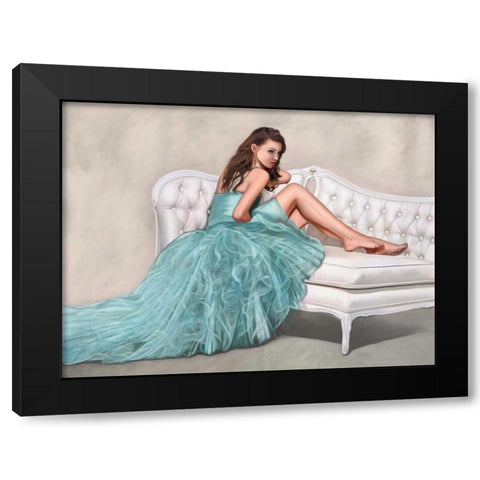 The White Sofa Black Modern Wood Framed Art Print by Benson, Pierre
