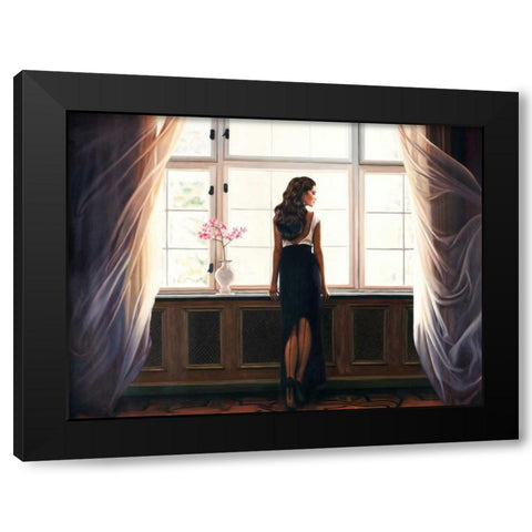 Morning Light Black Modern Wood Framed Art Print with Double Matting by Benson, Pierre