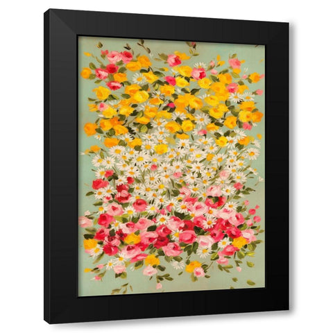 Festone di Fiori (azure) Black Modern Wood Framed Art Print with Double Matting by Borgese, Anna