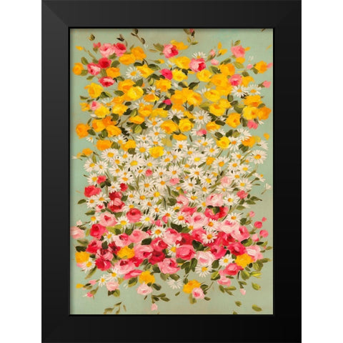 Festone di Fiori (azure) Black Modern Wood Framed Art Print by Borgese, Anna