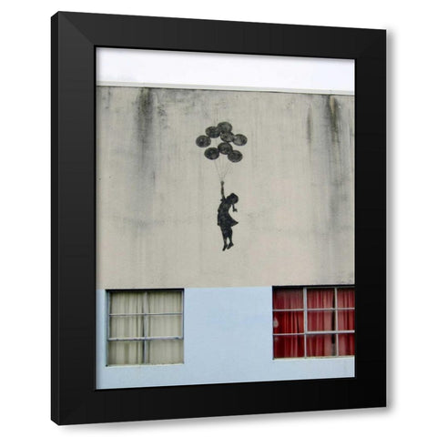 Building in Bristol (graffiti attributed to Banksy) Black Modern Wood Framed Art Print with Double Matting by Anonymous (attributed to Banksy)