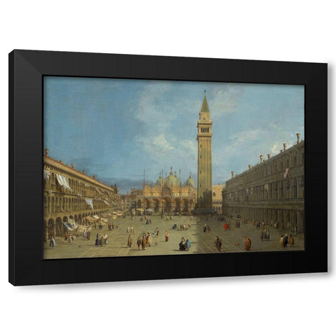 Piazza San Marco Black Modern Wood Framed Art Print by Canaletto