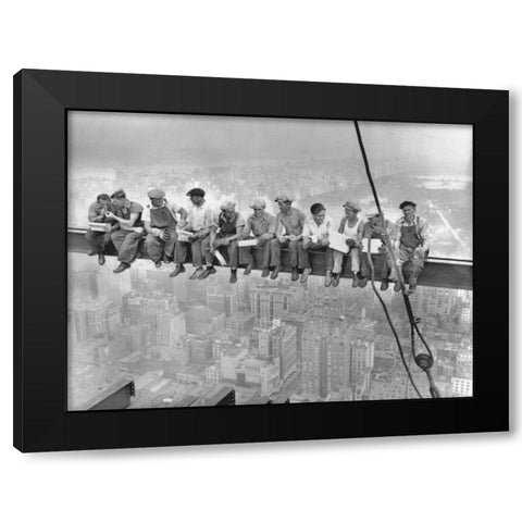 New York Construction Workers Lunching on a Crossbeam 1932 Black Modern Wood Framed Art Print with Double Matting by Ebbets, Charles C.