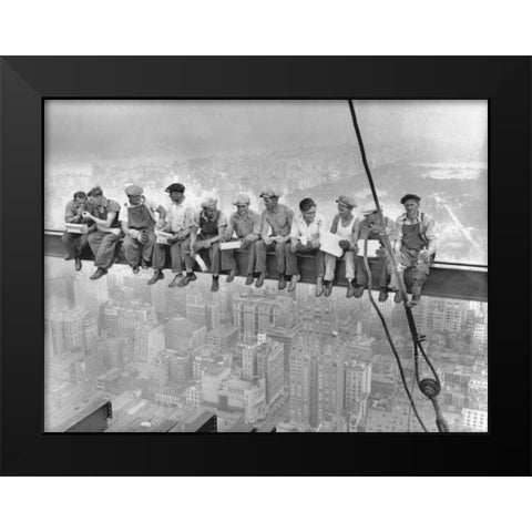 New York Construction Workers Lunching on a Crossbeam 1932 Black Modern Wood Framed Art Print by Ebbets, Charles C.