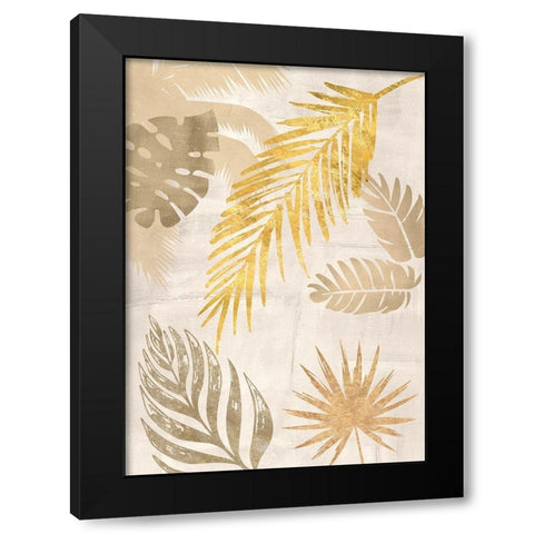 Palm Leaves Gold I Black Modern Wood Framed Art Print with Double Matting by Grant, Eve C.