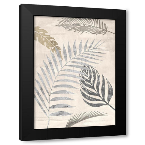 Palm Leaves Silver I Black Modern Wood Framed Art Print with Double Matting by Grant, Eve C.