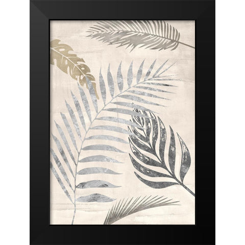 Palm Leaves Silver I Black Modern Wood Framed Art Print by Grant, Eve C.