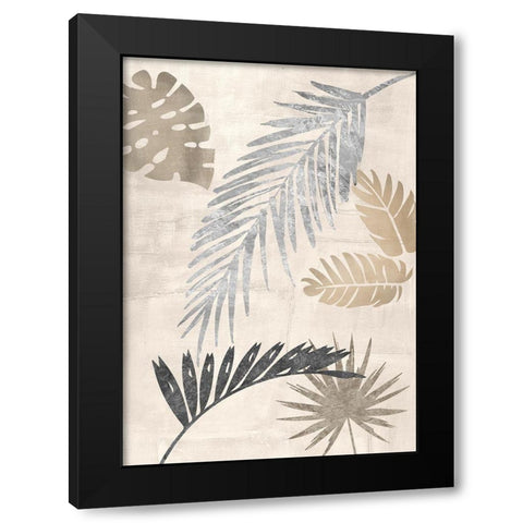Palm Leaves Silver III Black Modern Wood Framed Art Print with Double Matting by Grant, Eve C.