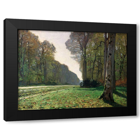 Le Pave de Chailly Black Modern Wood Framed Art Print with Double Matting by Monet, Claude