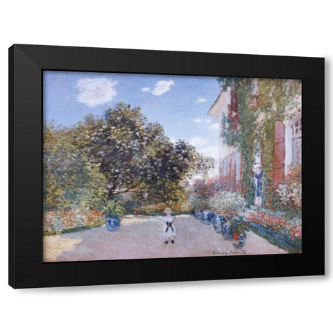 Garden of the Artist at Argenteuil Black Modern Wood Framed Art Print with Double Matting by Monet, Claude
