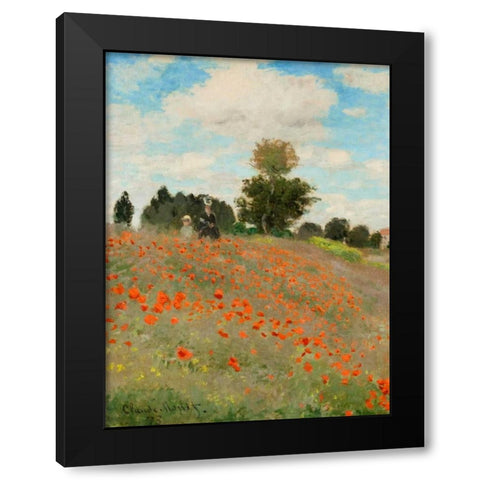 Coquelicots Black Modern Wood Framed Art Print with Double Matting by Monet, Claude