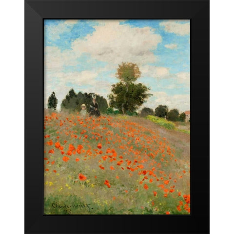 Coquelicots Black Modern Wood Framed Art Print by Monet, Claude
