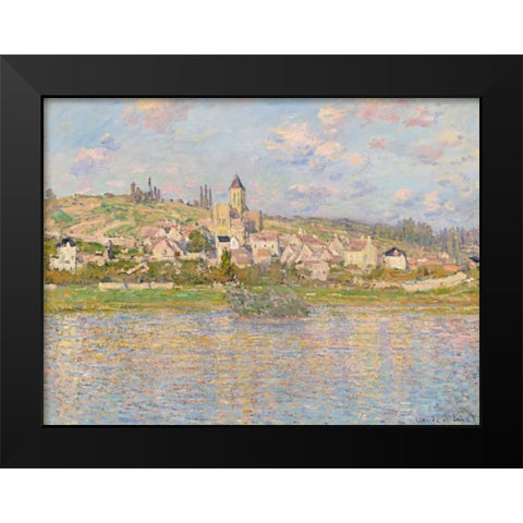 Vetheuil Black Modern Wood Framed Art Print by Monet, Claude