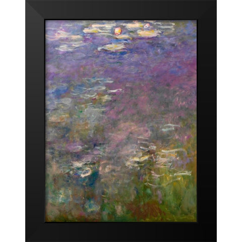 Water Lilies III Black Modern Wood Framed Art Print by Monet, Claude